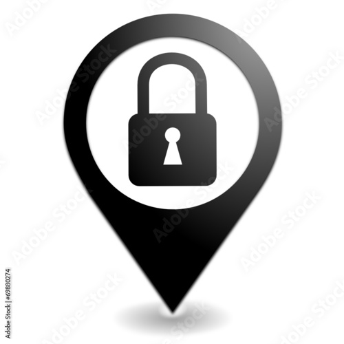 cadenas sur symbole localisation noir