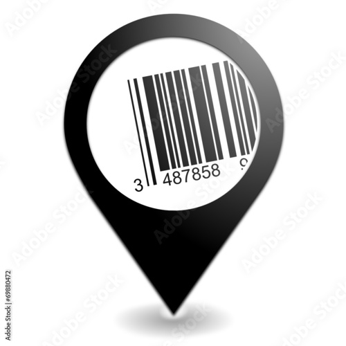 code barres sur symbole localisation noir