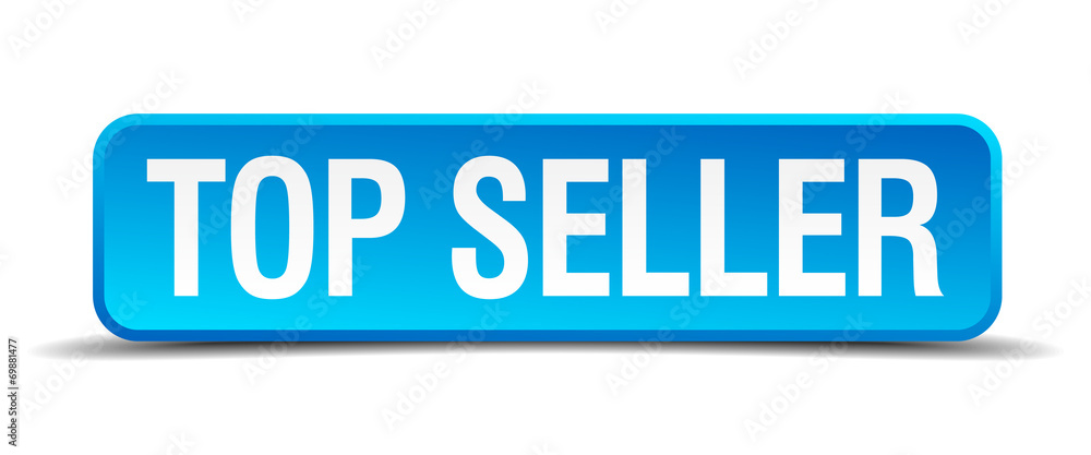 Top seller blue 3d realistic square isolated button Top seller blue 3d realistic square isolated button