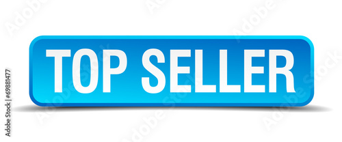 Top seller blue 3d realistic square isolated button