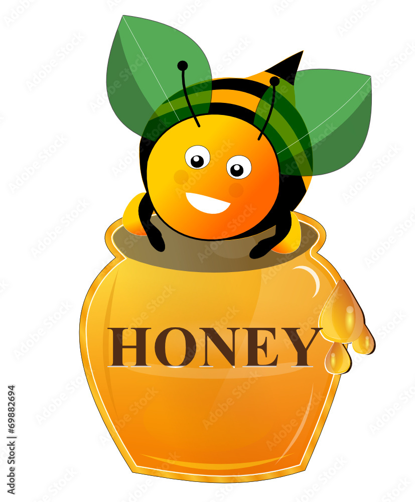 Vecteur Stock Logo abeille et pot de miel | Adobe Stock