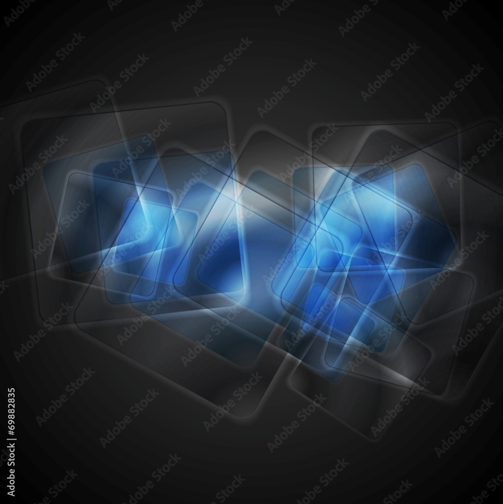 Abstract blue glossy squares background