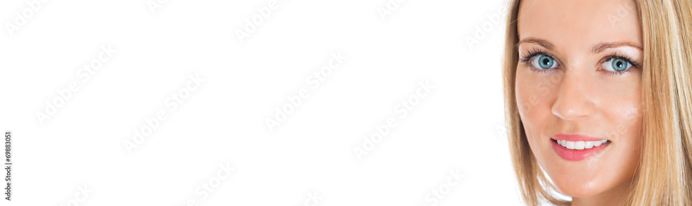 Portrait of beautiful woman with makeup. Isolated on white. Portrait of beautiful woman with makeup. Isolated on white.