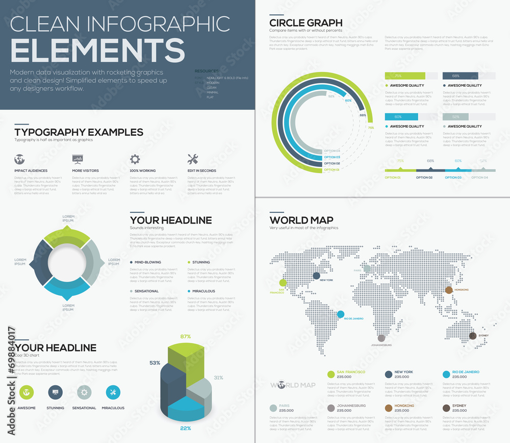 World map infographcis and clean design business vector elements