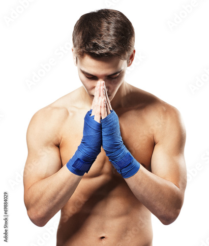 Fighter concentrated before fight