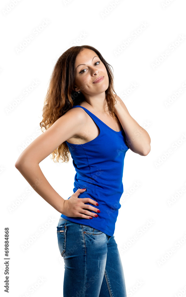 Fototapeta premium The girl with long hairamera lens