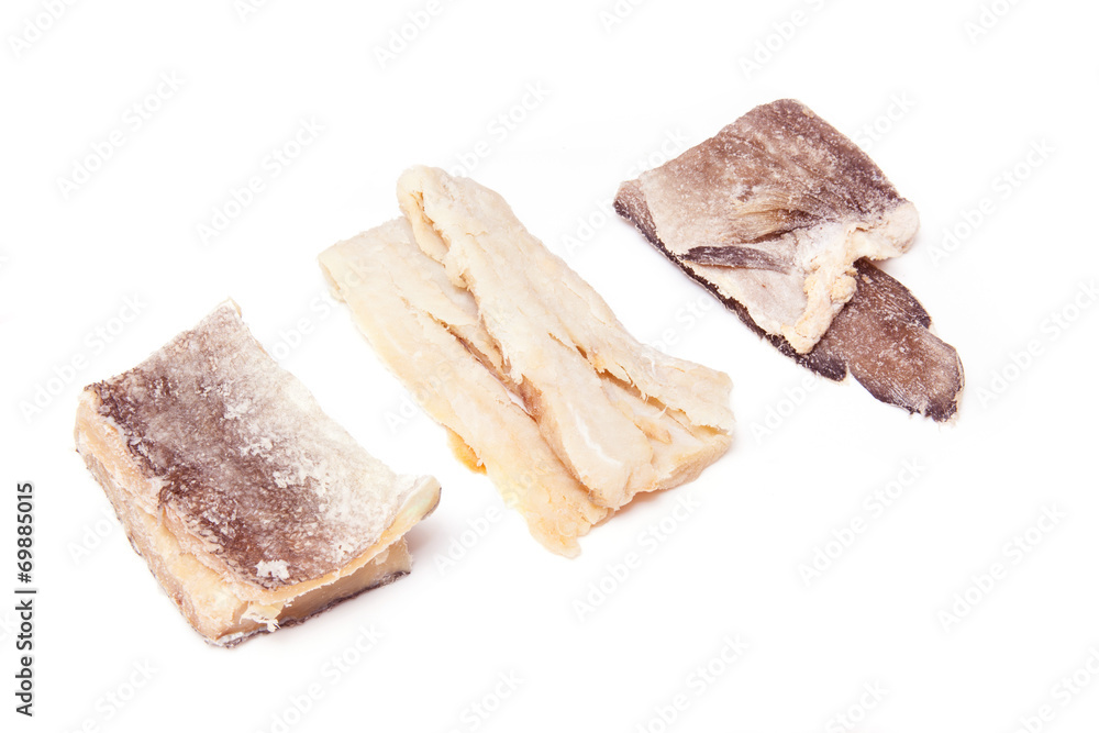 Pieces of salt cod fish Pieces of salt cod fish