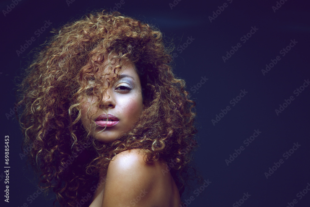 Beautiful female fashion model with curly hair Beautiful female fashion model with curly hair