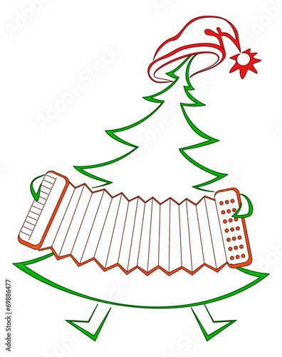 Christmas tree with accordion, pictogram