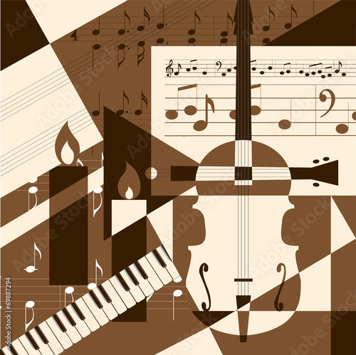 Collage with musical instruments