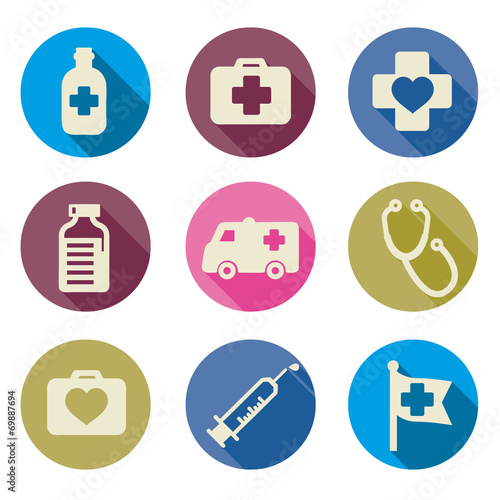 set of medical icons -Vector illustration flat