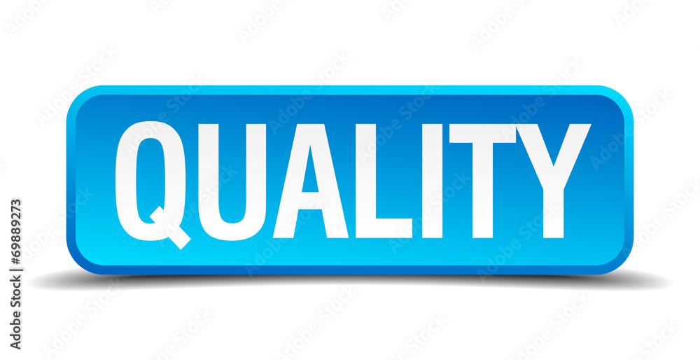 Quality blue 3d realistic square isolated button Quality blue 3d realistic square isolated button