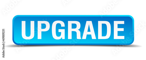 Upgrade blue 3d realistic square isolated button