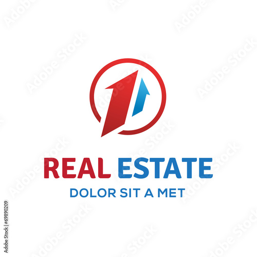 Number one 1 real estate sign logo icon design template.