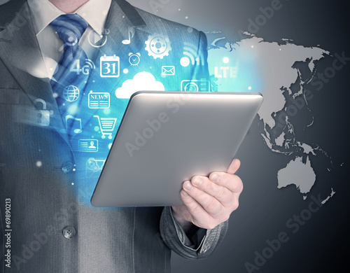 Business man using tablet PC