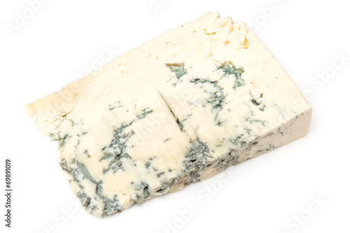 Gorgonzola Italian cheese isolated on a white studio background.