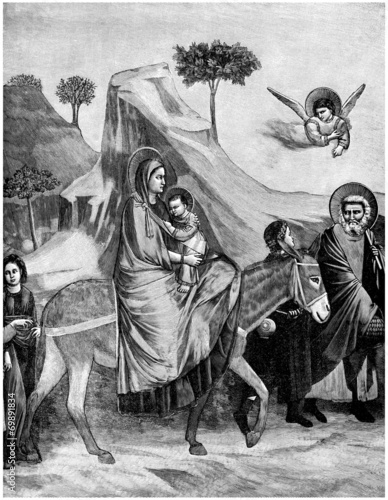 Flight into Egypt - Religious Christian Scene photo