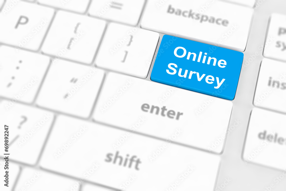 On line survey key on keyboard On line survey key on keyboard