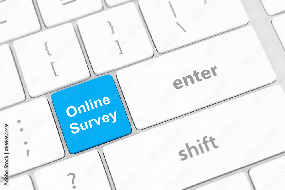 On line survey key on keyboard On line survey key on keyboard