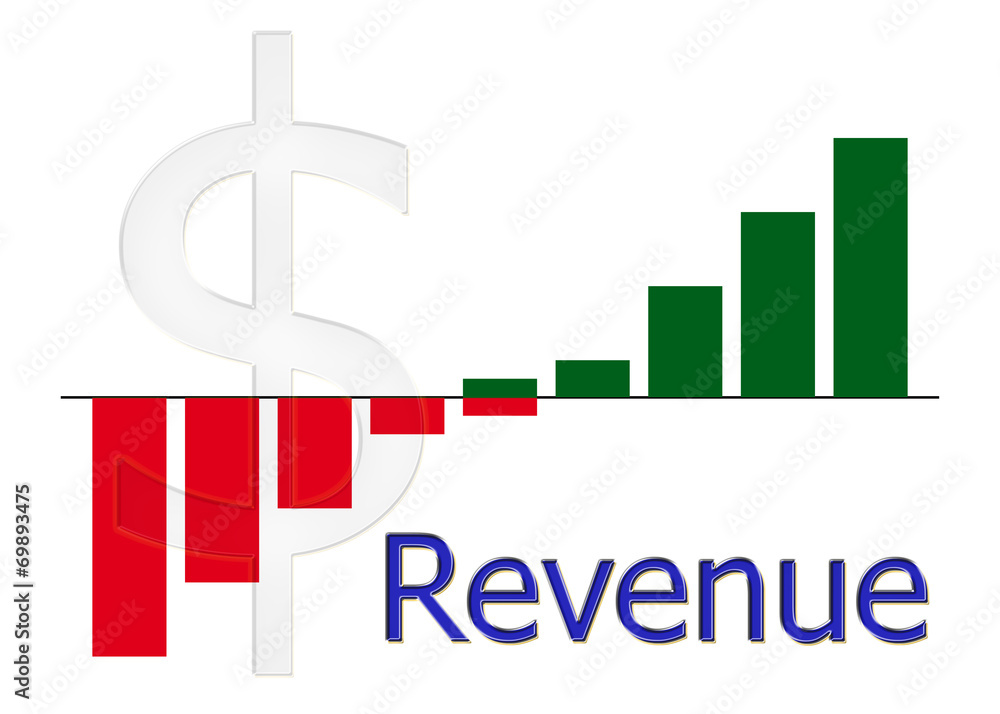 bar diagram revenue and dollar symbol bar diagram revenue and dollar symbol