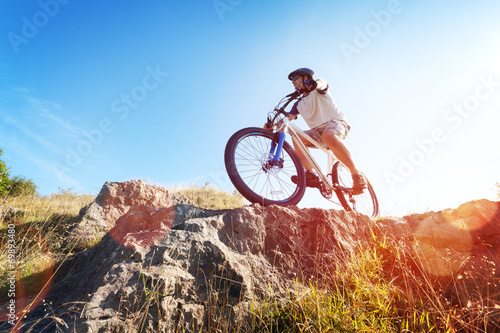 Mountain biker in action