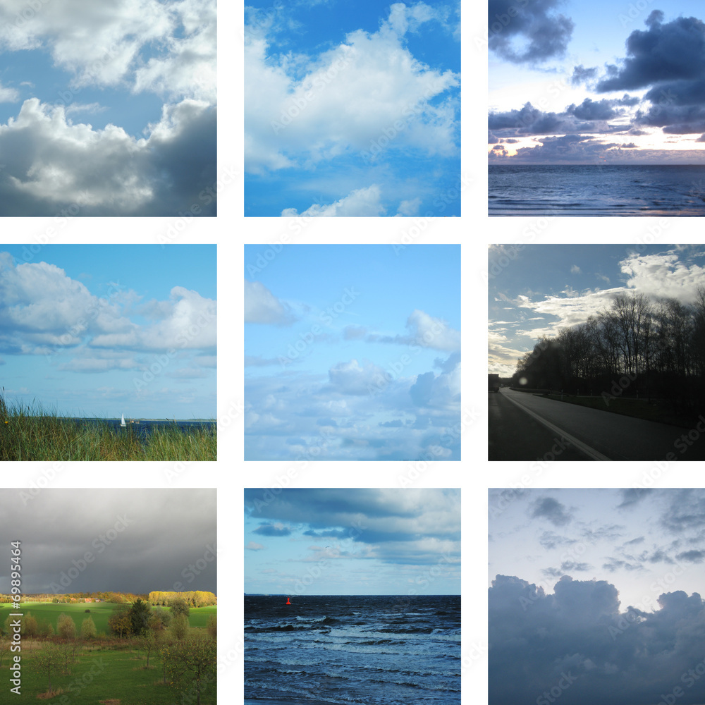 Fototapeta Dziewięć zdjęć chmur na niebie