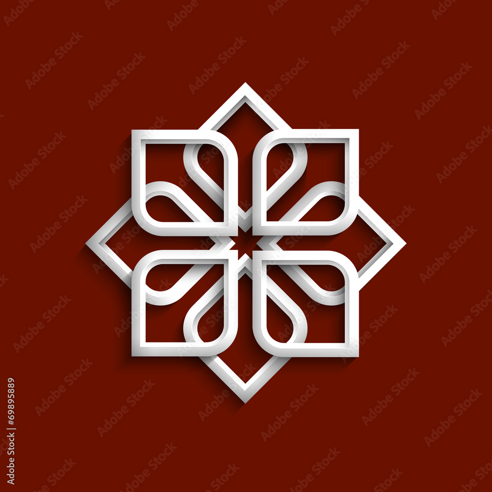 White 3d ornament in arabic style White 3d ornament in arabic style