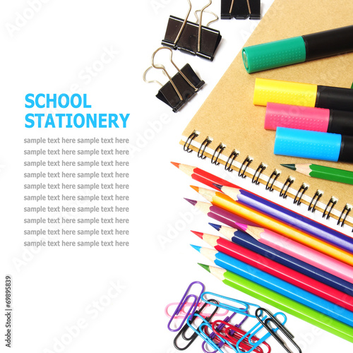 School and office stationery isolated on white