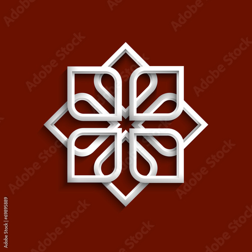 White 3d ornament in arabic style