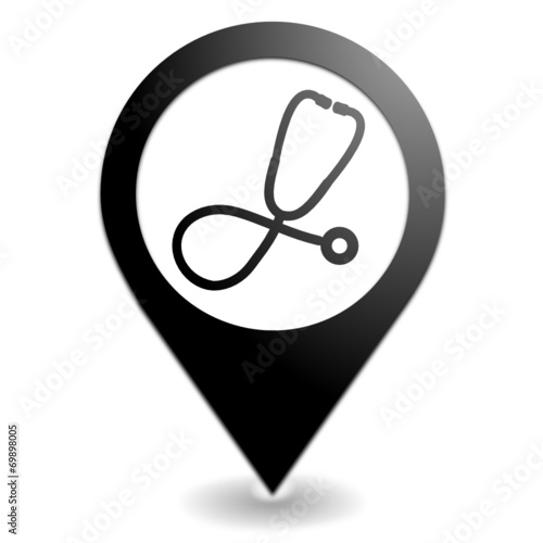docteur sur symbole localisation noir