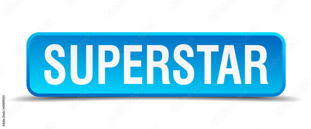 Superstar blue 3d realistic square isolated button Superstar blue 3d realistic square isolated button