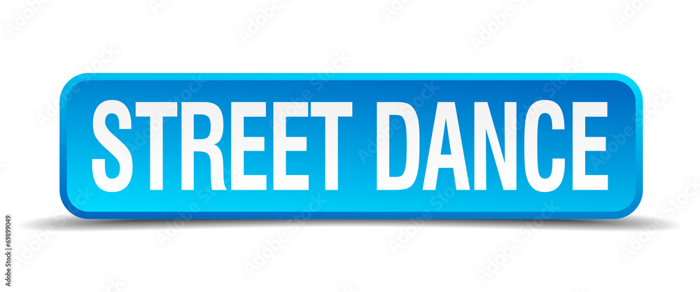 Street dance blue 3d realistic square isolated button