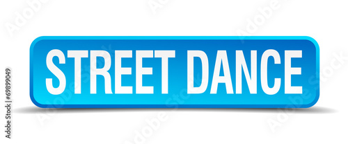 Street dance blue 3d realistic square isolated button