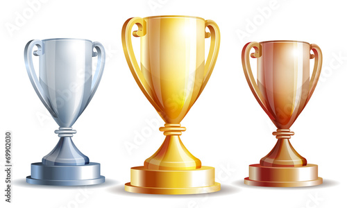 Vector gold, silver and bronze winners cup.