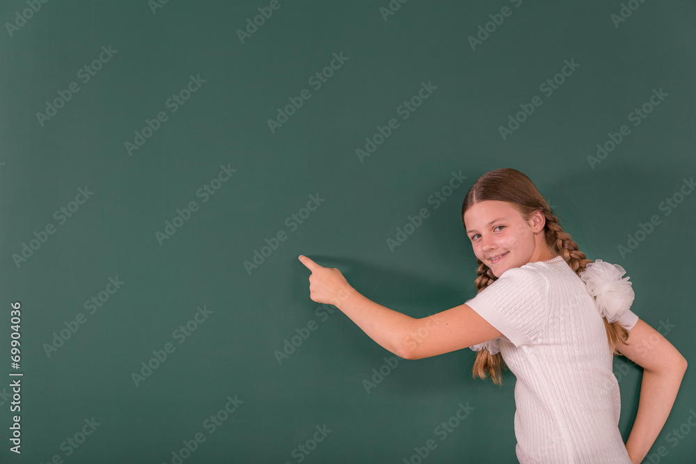 School Girl at a Chalkboard