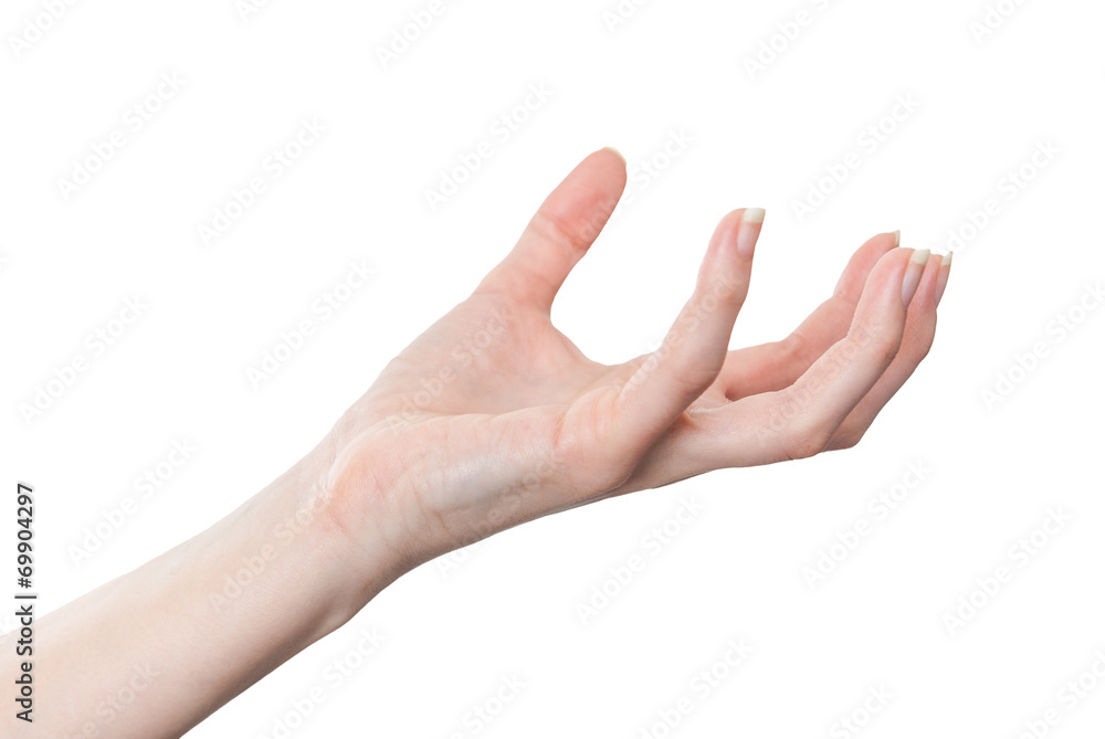 female hand grabbing or holding round object isolated on white female hand grabbing or holding round object isolated on white