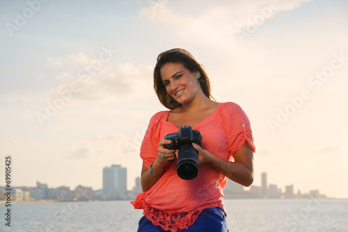 Woman photographer camera tourist picture photo photo