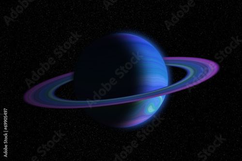 Giant gas planet with ring in outer space