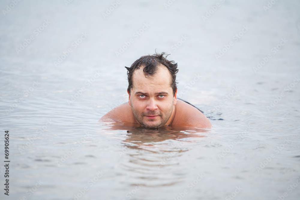 man in a lake