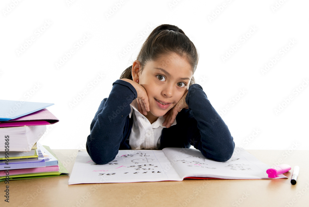 sweet happy hispanic school girl smiling doing homework sweet happy hispanic school girl smiling doing homework