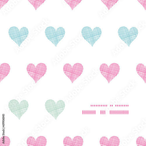 Colorful polka dot textile hearts center frame seamless pattern