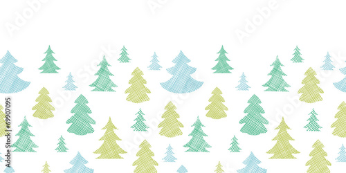 Green blue Christmas trees silhouettes textile horizontal