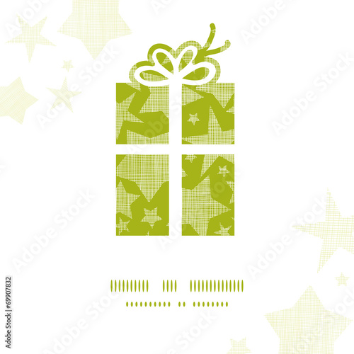 Green gift box with stars texture frame background