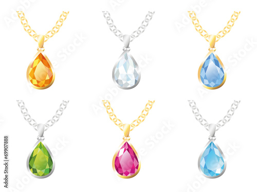 Six Pendants Isolated Objects