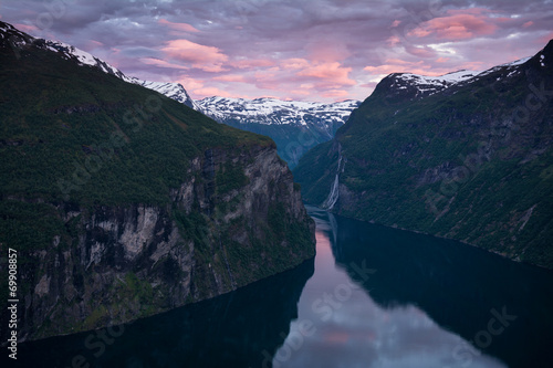 The Seven Sisters Waterfall in Geiranger Fjord, Norway