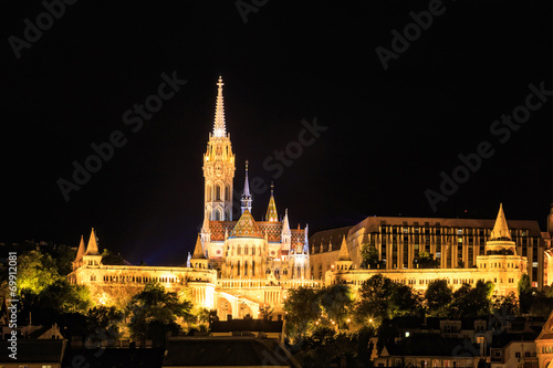 Night View with Matthias Church in Budapest, Hungary