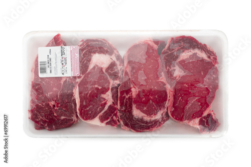 Valokuva Fresh red meat packed in a poly bag.