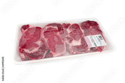 Valokuva Fresh red meat packed in a poly bag.