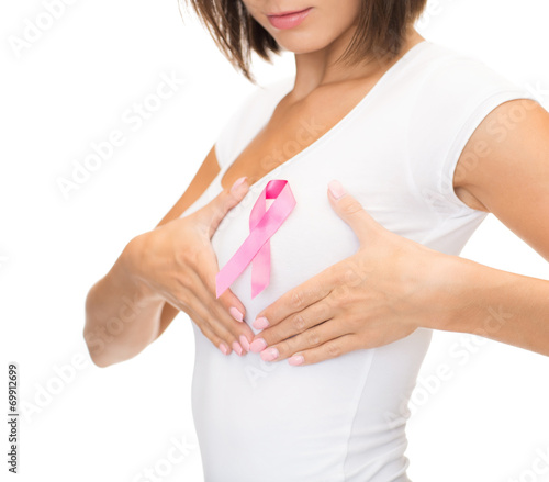 Wallpaper Mural woman with pink cancer awareness ribbon Torontodigital.ca