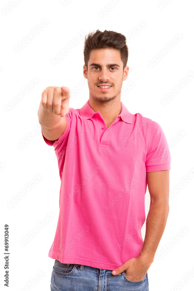 Naklejka premium Man pointing